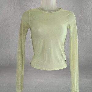 American Eagle Outfitters Green Fitted Mesh Long Sleeve